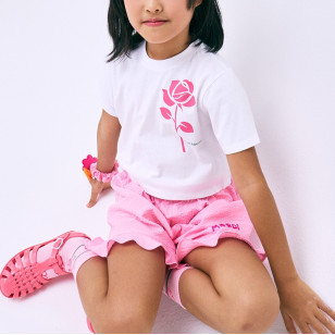 兒童短版T  CROPPED TSHIRT UNE ROSE